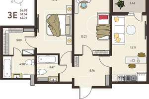 2-к квартира, вторичка, 65м2, 17/18 этаж