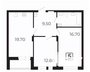 3-к квартира, вторичка, 66м2, 4/21 этаж