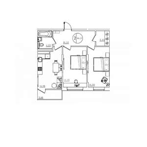 2-к квартира, вторичка, 65м2, 4/10 этаж