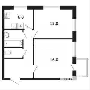 2-к квартира, вторичка, 50м2, 2/2 этаж