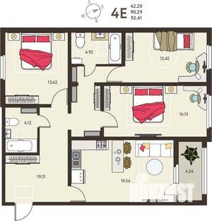 3-к квартира, вторичка, 92м2, 13/18 этаж