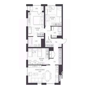 3-к квартира, вторичка, 81м2, 1/11 этаж