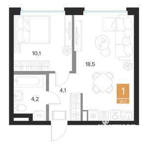 1-к квартира, вторичка, 37м2, 9/16 этаж