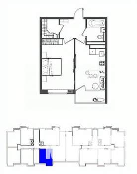 1-к квартира, вторичка, 46м2, 1/9 этаж