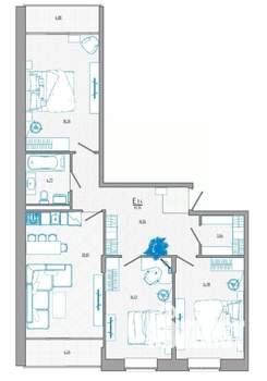 4-к квартира, строящийся дом, 105м2, 1/8 этаж