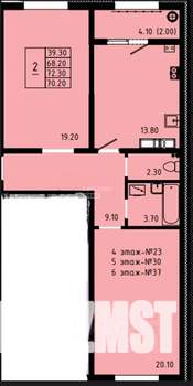 2-к квартира, вторичка, 70м2, 4/8 этаж