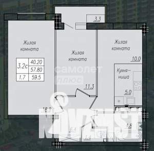 3-к квартира, сданный дом, 59м2, 10/11 этаж