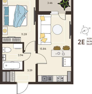 1-к квартира, вторичка, 37м2, 5/18 этаж