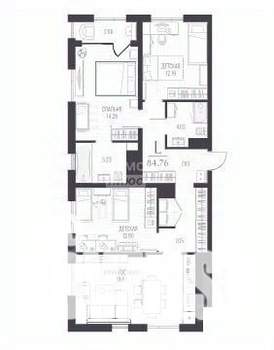 3-к квартира, вторичка, 81м2, 1/11 этаж