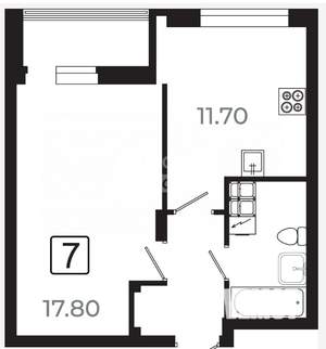1-к квартира, вторичка, 40м2, 8/21 этаж