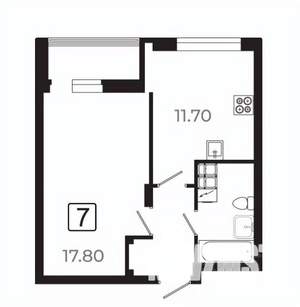 1-к квартира, вторичка, 40м2, 6/21 этаж