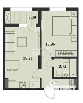 1-к квартира, вторичка, 42м2, 4/16 этаж