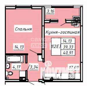 2-к квартира, вторичка, 41м2, 6/8 этаж