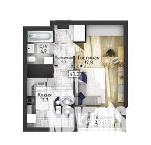 1-к квартира, вторичка, 40м2, 2/22 этаж