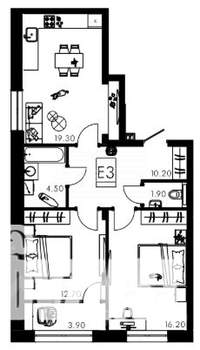 3-к квартира, вторичка, 69м2, 1/15 этаж