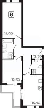 3-к квартира, вторичка, 69м2, 4/21 этаж