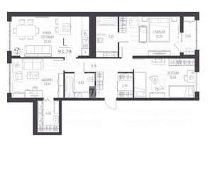 3-к квартира, вторичка, 91м2, 2/6 этаж