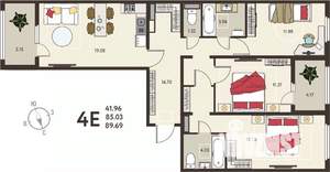 3-к квартира, вторичка, 90м2, 9/18 этаж