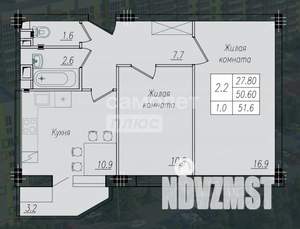 2-к квартира, вторичка, 52м2, 8/10 этаж