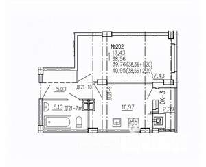 1-к квартира, вторичка, 41м2, 4/10 этаж