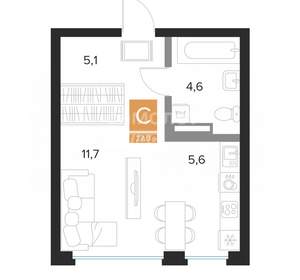 Студия квартира, вторичка, 27м2, 2/16 этаж