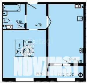 1-к квартира, вторичка, 51м2, 2/8 этаж