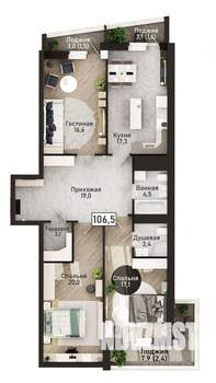 4-к квартира, вторичка, 107м2, 19/21 этаж