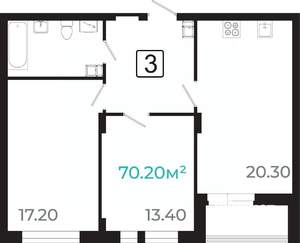 3-к квартира, вторичка, 68м2, 16/21 этаж