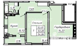 1-к квартира, вторичка, 55м2, 8/8 этаж