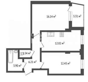2-к квартира, сданный дом, 56м2, 1/11 этаж