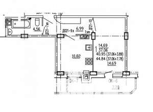 1-к квартира, вторичка, 45м2, 3/10 этаж