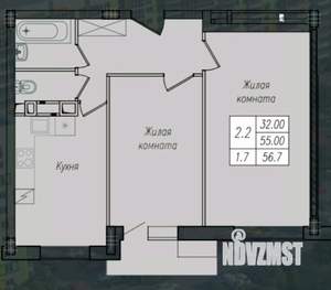 2-к квартира, вторичка, 57м2, 4/10 этаж