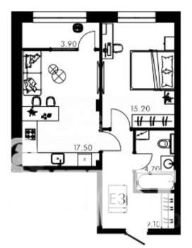 3-к квартира, вторичка, 49м2, 1/12 этаж