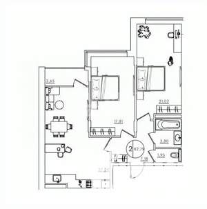 2-к квартира, вторичка, 83м2, 2/10 этаж