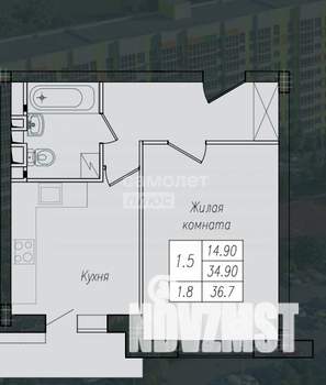 1-к квартира, вторичка, 36м2, 1/10 этаж