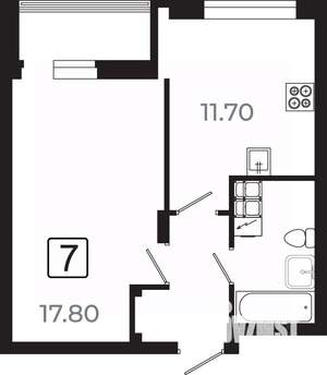 1-к квартира, вторичка, 40м2, 4/21 этаж