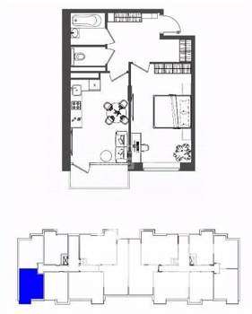 1-к квартира, вторичка, 49м2, 4/10 этаж