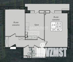 2-к квартира, вторичка, 66м2, 1/10 этаж