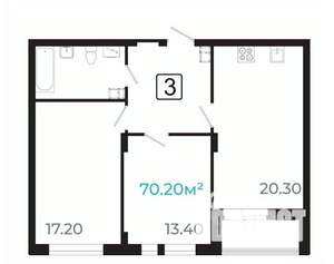 3-к квартира, вторичка, 68м2, 20/21 этаж