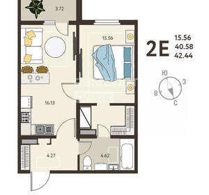 1-к квартира, вторичка, 42м2, 6/18 этаж