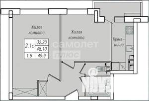2-к квартира, сданный дом, 50м2, 1/10 этаж