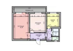 2-к квартира, вторичка, 46м2, 6/9 этаж