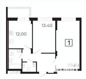 2-к квартира, вторичка, 63м2, 16/21 этаж