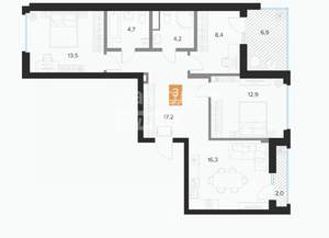 3-к квартира, вторичка, 80м2, 8/16 этаж