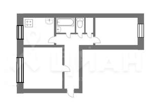 2-к квартира, вторичка, 47м2, 1/2 этаж