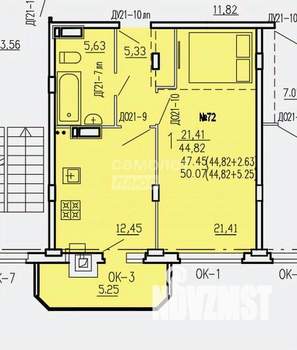 1-к квартира, сданный дом, 50м2, 7/10 этаж