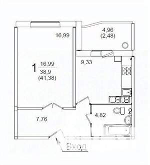 1-к квартира, вторичка, 39м2, 3/10 этаж