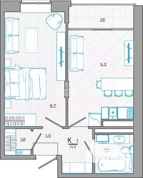 3-к квартира, вторичка, 68м2, 7/8 этаж