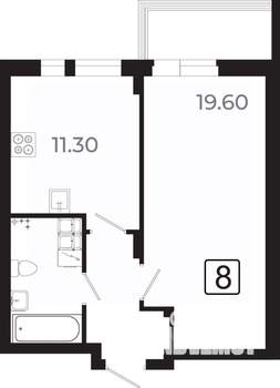 1-к квартира, вторичка, 41м2, 21/21 этаж