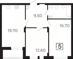 3-к квартира, вторичка, 66м2, 12/21 этаж